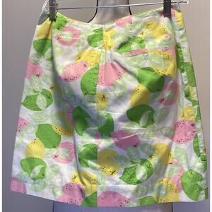 Vintage Lilly Pulitzer White Label White Skirt Citrus Print Women's size 2